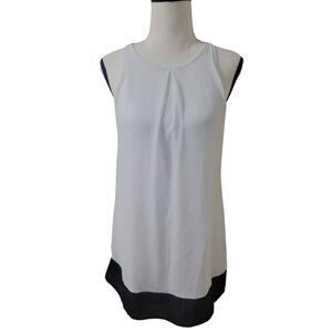 BCX girl Sz 12 Girls White Black ColorBlock Sheer Overlay Fully Lined Sleeveless